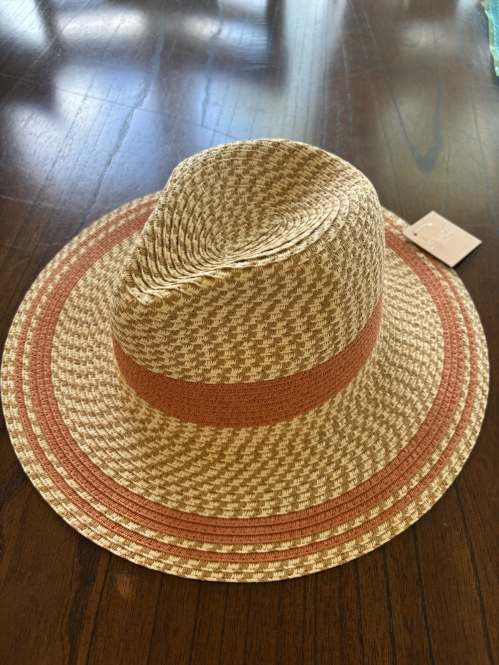 Jen & Co India Colored Accent Sun Hat - Burnt Coral